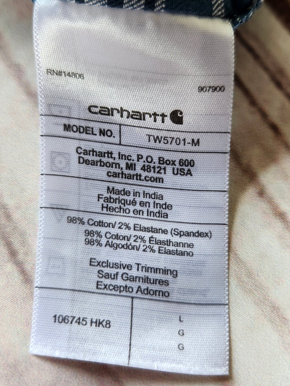 Carhartt "Rugged Flex Relaxed Fit Lightweight Short Sleeve Plaid Shirt" Blue L - Picture 8 of 11
